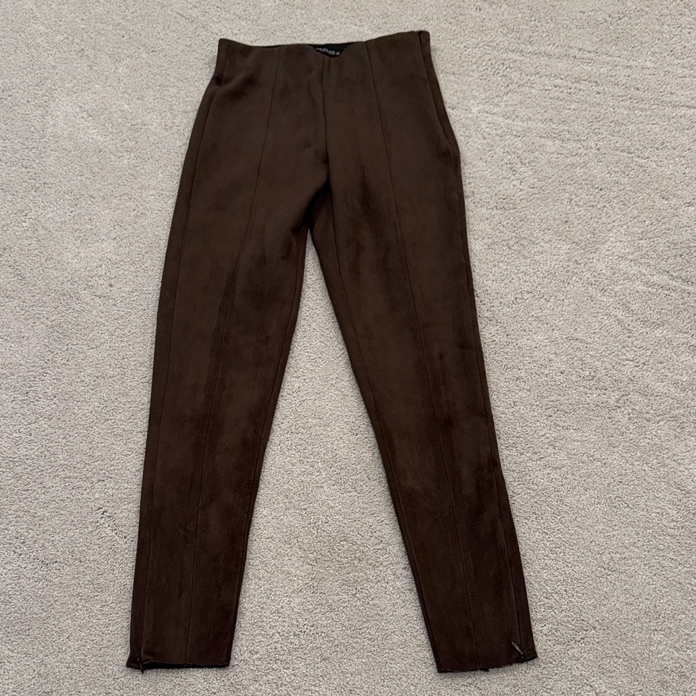 Zara Women's Faux Suede Brown Leggings
